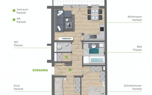 Altstadtflair trifft modernen Wohnkomfort – 3-Zimmer Wohnung mitten in Villach