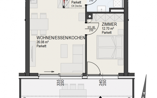 Modernes Penthouse mit 30 m² Terrasse und Bergblick