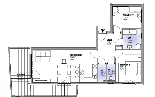 Großzügige 3-Zimmer-Wohnung mit 24 m² Balkon – Top-Lage in der Oberfeldstraße
