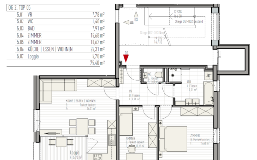 Exklusive 3-Zimmer-Wohnung mit Loggia in Top-Lage der Italiener Straße